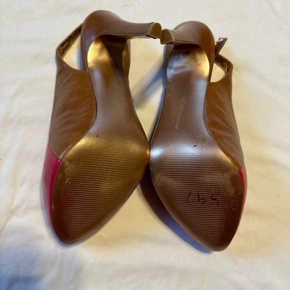BCBGeneration Heels Slingback Leather Upper Red & Brown 5” Platform Size 8.5 - Picture 9 of 10